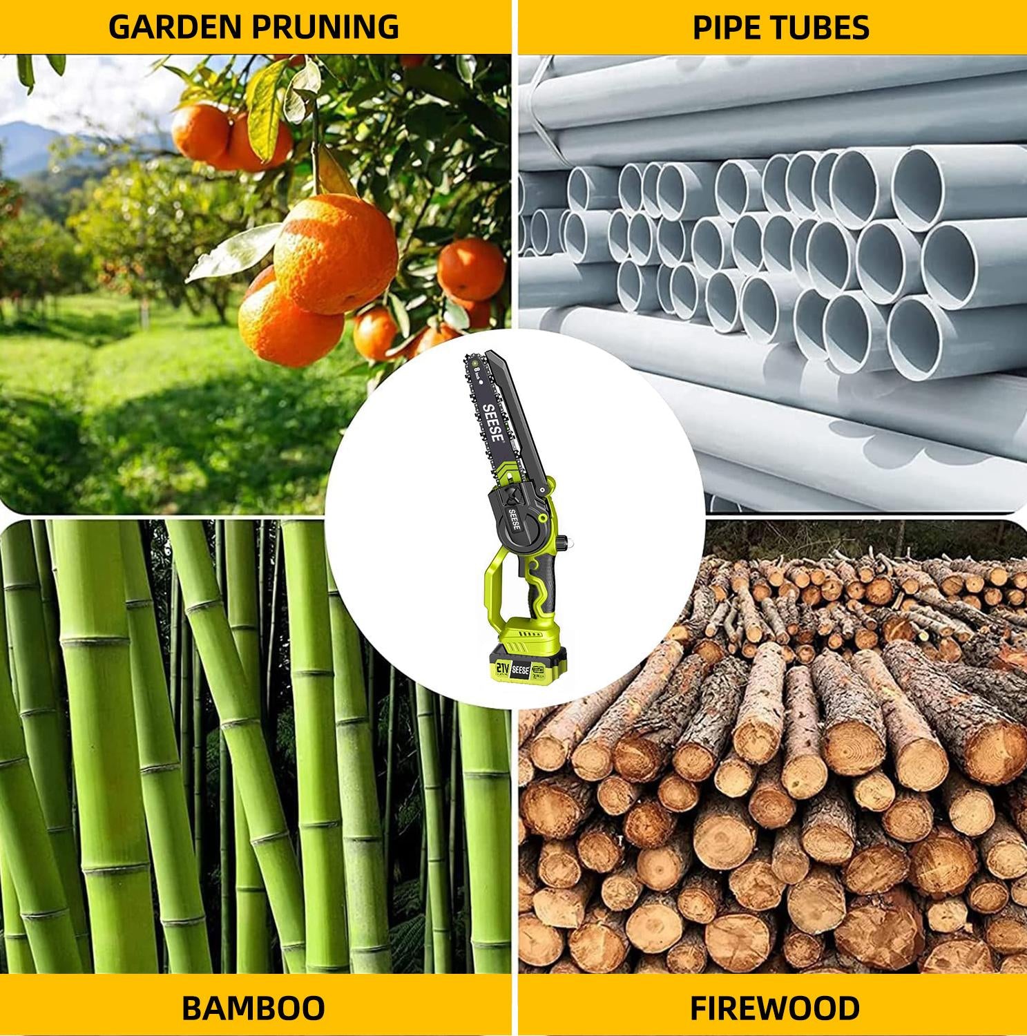 2-IN-1 Cordless Pole Saw And Mini Chainsaw With Extension Pole 21V Battery 6' Electric Brushless Pole Chainsaw With Digital Display Auto Oiler Safety Switch For Tree Trimming